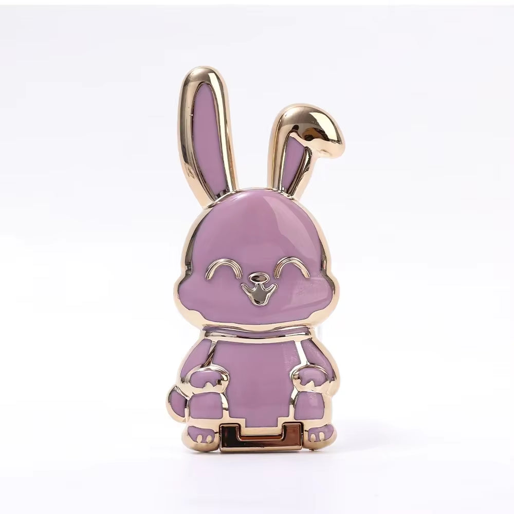 Finger Ring Phone Holder Desktop Ultra-Thin Cartoon Rabbit Phone Stand Foldable Buckle Adhesive Pull Rod Support Frame